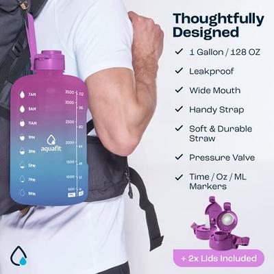AQUAFIT 1 Gallon Water Bottle With Time Marker - 128 oz Water Bottle With  Straw - Gym Water Bottle W…See more AQUAFIT 1 Gallon Water Bottle With Time