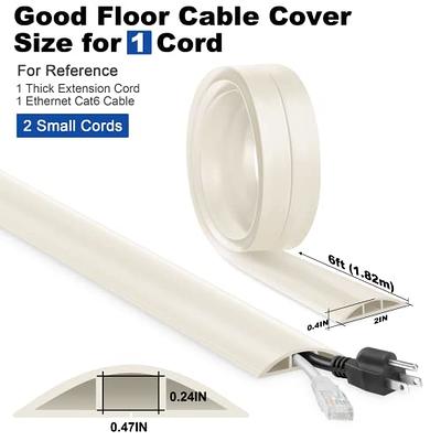 LZEOY Cable Cover Floor 6FT, Beige Floor Cord Cover, Single Cord Protector Extension  Cord Covers for