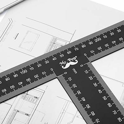 6 Inches Clear Acrylic T-Square Ruler Transparent Graduated Inch Metric T- Ruler For Easy Reference
