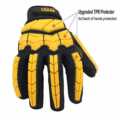 Handlandy Anti Vibration Gloves, SBR Padding, TPR Protector Impact Gloves, Men Mechanic Work Gloves, Medium, Men's, Size: One size, Red