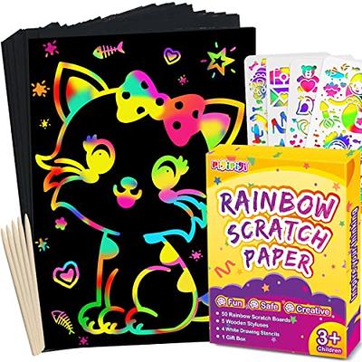 QXNEW Scratch Rainbow Art for Kids: Magic Scratch Off Paper Children Art  Crafts Set Kit Supplies