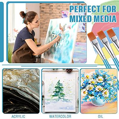  Flat Painting Brush Colorful Craft Brushes Material Pen Holder  bristles 10pcs for Acrylic Paint for Oil Painting