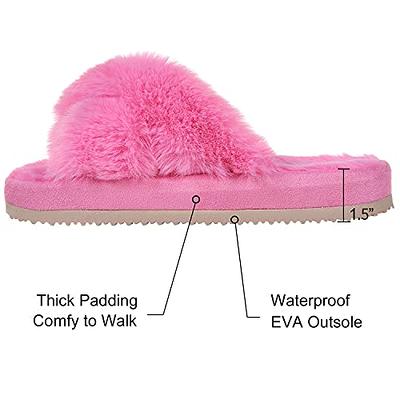 Dream Pairs Women's Plush Fuzzy Slip on Indoor Outdoor Winter House Slippers