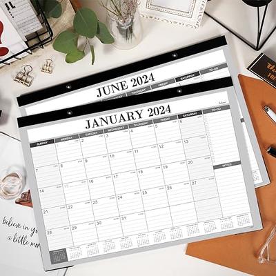 2024 Desk Calendar - 12 Months Large Desk Calendar 2024, Jan. 2024 - Dec.  2024, 17 x 12, Corner Protectors, Hanging Hook, Desk/Wall Calendar for