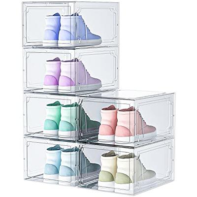 NATGIFT Foldable Shoe Box, Stackable Clear Shoe Storage Box