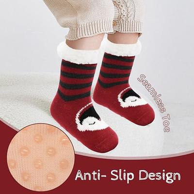 Baby Girls Boys Toddler Anti Slip Long Socks Kids Winter Fleece Floor Grip  Socks