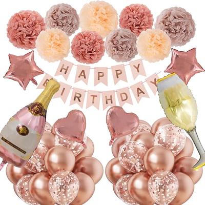 Rose Gold Birthday Party Decoration, Happy Birthday Banner, Rose