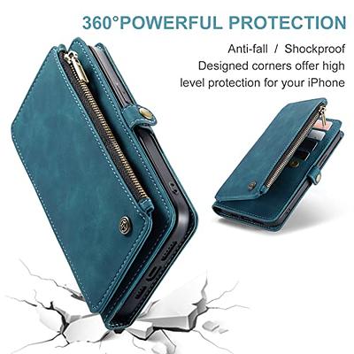 CaseMe iPhone 13 Pro Max Leather Zipper Wallet Case with RFID