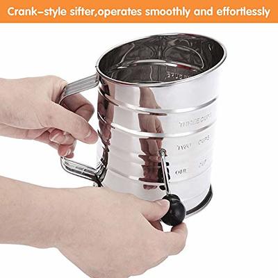 U-Taste Stainless Steel 3 Cup Flour Sifter with 4 Wire Agitators