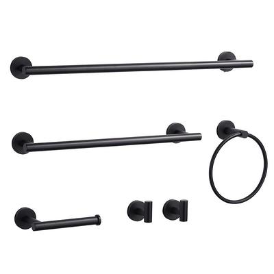 6-Piece Black Stainless Steel Wall Mounted Bathroom Accessories Sets