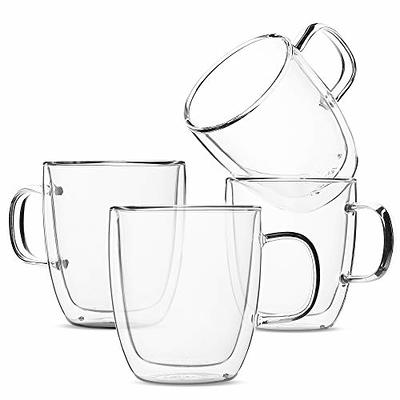 Insulated Double Wall Mug Cup Glass-Set of 4 Mugs/Cups for  Coffee,Cappuccino,latte,espresso,Tea,Thermal,Clear,80ml