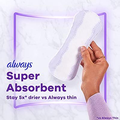  Always Ultra Thin Feminine Pads with Wings for Women, Size 4,  Overnight Absorbency, Unscented, 26 Count x 3 Packs (78 Count total) :  Health & Household