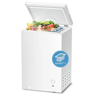 Kismile 3.5 Cubic Feet Chest Freezer with Removable Basket Free Standing  Top Open Door Compact Freezer with Adjustable Temperature for
