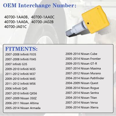 AdvanEX Tire Pressure Sensor 315 Mhz Compatible with Nissan 350Z