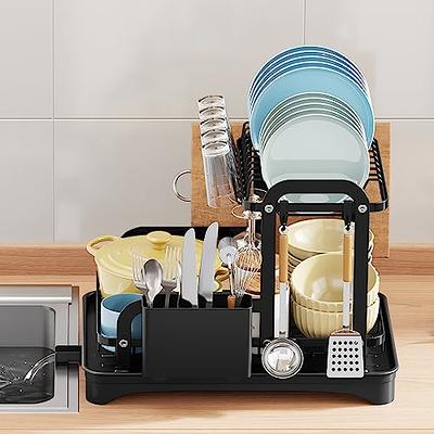 Aoibox 2-Tier Dish Rack Set Anti-Rust Dish Drainer Shelf Tableware