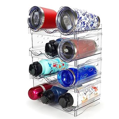 Water Bottle Organizer, 4-Tier Stackable Water Bottle Holder Rack For Wine,  Drinks And Tumblers, Clear Bottle Holder Storage For Cabinet, Pantry,  Refrigerator