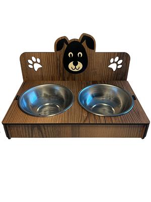 Walnut Pet Bowl Stand