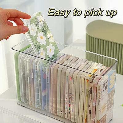  BTSKY Clear Phone Case Organizer Stackable Storage Box with Lid  for Cell Phone Cases Multifunctional Phone Case Storage Holder for Desk  Accessories Plastic Storage Box for Table, Cupboard, Cabinet : Office