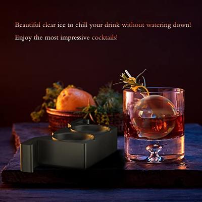 TINANA Clear Ice Ball Maker, 2.5” Clear Ice Cube Tray Make 2 Large Sphere  Ice Balls, Crystal Clear Ice Cube Maker for Whiskey, Cocktails & Bourbon