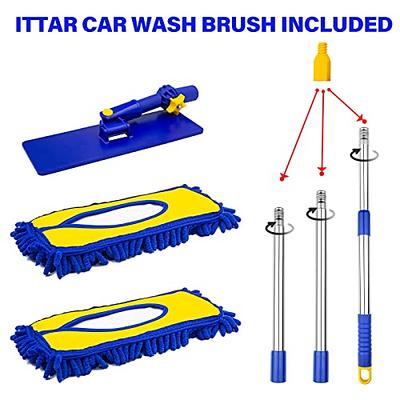 ITTAR Car Wash Brush with 61 Long Handle, 2 Pads Chenille