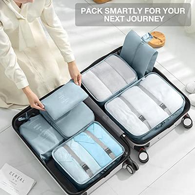 8 Set Packing Cubes for Suitcases,Packing Cubes with Shoe Bag, Cosmetics Bag,  Clothing Bag, Accessories Bags Packing Cubes for Travel Luggage Organizer  Women Men(Blue-Grey) - Yahoo Shopping