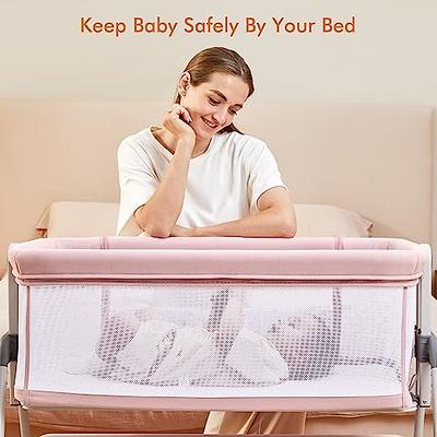 JOYMOR 3 in 1 Baby Bedside Sleeper with Bassinet Portable Folding