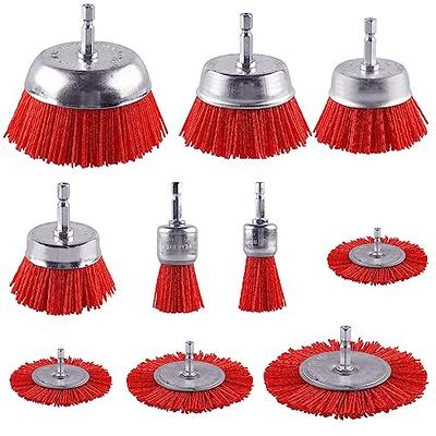 4Pcs Nylon Filament Abrasive Wire Cup Brush Nylon End Brush Kit for Drill  Tool with 1/4 Inch 