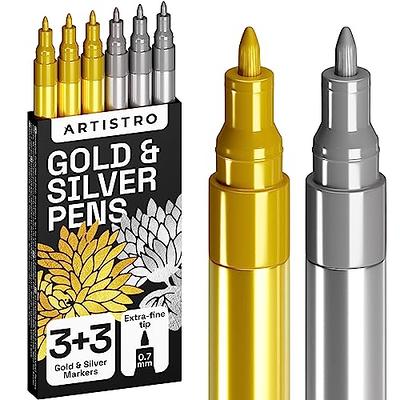 TOOLI-ART 16 Glitter Paint Pens Assorted Colors Set 0.7mm Extra Fine Tip  for Rock, Bullet Journal, Canvas, Most Surfaces. Non Toxic