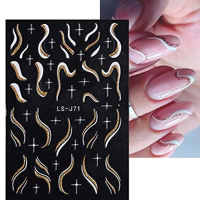 Wave Lines Nail Stickers, 3D Colorful Geometry Irregular Whirling Lines Nail  Decals Self-Adhesive