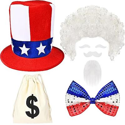 2 Pcs Uncle Sam Top Hats 4th of July Party Hats American Flag Sequin Stars  Hats Uncle Sam Costume Patriotic Party Accessories Favors Supplies for Men