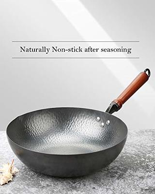 Hemoton Stainless Steel Wok Round Bottom Wok Large Fry Pan Large Capacity  Saute Pan