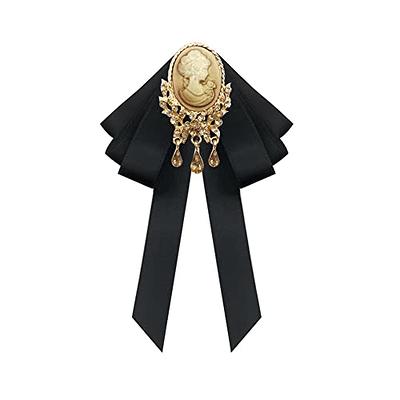 Women Girls Retro Neck Tie Brooches Ribbon Bow Brooch Pin