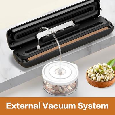 Food Vacuum Sealers Machine with Cutter, 80Kpa Food Sealer Vacuum Sealers  with Food Storage Vacuum Rolls Bags Hose Attachment for Sealing Jars, Sous