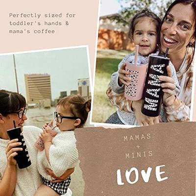 Lucky Love Mama + Mini Stainless Steel Cups for Kids and Adults - 3D Printed Leopard Insulated Tumblers with Lids and Straws Making This Mom Mug and