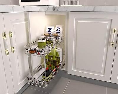 LYNK PROFESSIONAL® Pull Out Cabinet Organizer (2 Tier) Slide Out Drawers  for Kitchen Cabinets - 14 D x 21 W - Sliding Pantry Shelves - Roll Out