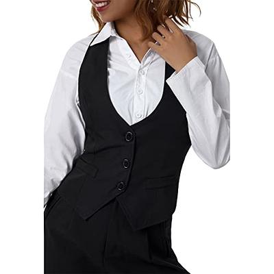 XBTCLXEBCO Women's Dressy Waistcoat Racerback Button Vest Jacket Vintage  Steampunk Sleeveless Tuxedo Suit Vest Crop Tank Top(C-Black, Small) - Yahoo  Shopping