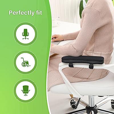 Thick Memory Foam Arm Pads for Office Chairs - Set of 2 Armrest Covers  Provide Elbow Cushioning and Relieve Pressure