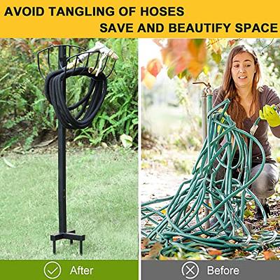 ESOW Garden Hose Holder Freestanding, 100% Heavy Duty Metal Water