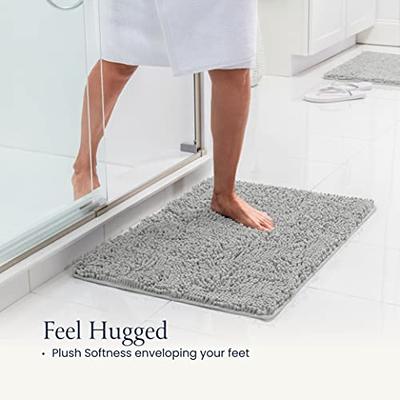 Clara Clark Non-Slip Shaggy Bath Rug Set White Rubber Microfiber 3-Piece Set