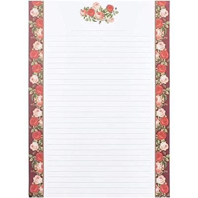 100 Stationery Writing Paper, with Cute Floral Designs Perfect for