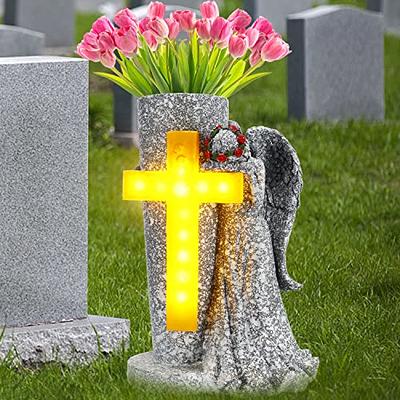 Gravesite Flower Holder for Cemetery Vase with Spikes Grave Flower Memorial  Decorations Gravesite Stake in Ground (7 Inch Grey)