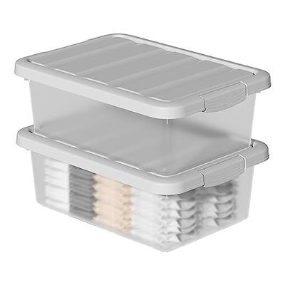 Tyminin Plastic Storage Bin with Clear Lid and Grey Handle, 6 Packs