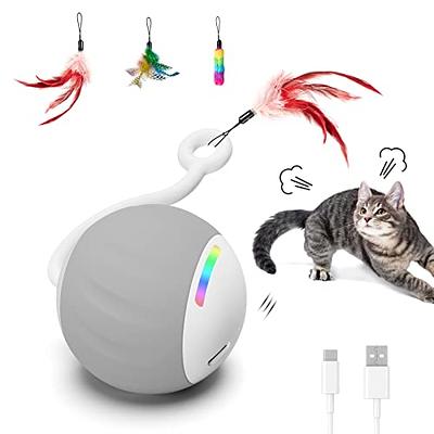 TOPETZON Interactive Cat Toys for Indoor Cat Feather Toys,Automatic Pet  Exercise Toys,Electronic Moving Tumbler Cat Toys for Play Kitten, Battery