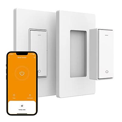 RunLessWire Simple 3-Way Wireless Light Switch Kit with 1 Receiver and 2 Single-Rocker Light Switches (Black)