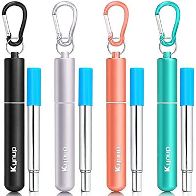 Colorful Stainless Steel Telescopic Extendable Metal Straw Set For