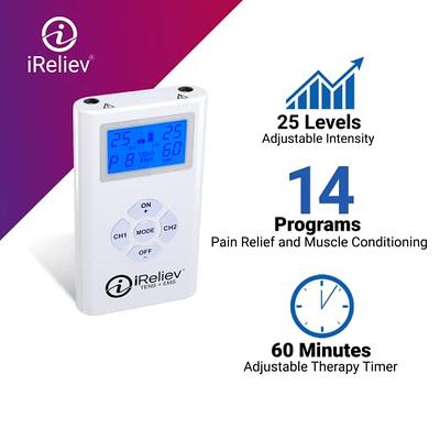 iReliev TENS + EMS Combination Unit Muscle Stimulator for Pain Relief &  Arthritis & Muscle Strength - Treats Tired and Sore Muscles in Your  Shoulders, Back, Ab's, Legs, Knee's and More - Yahoo Shopping