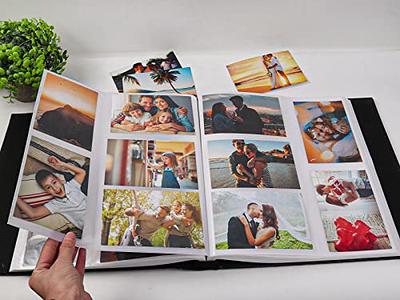 RECUTMS Photo Album 4x6 600 Photos Black Pages Large Capacity Leather Cover Wedding Family Photo Albums Holds 600 Horizontal