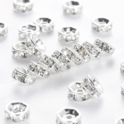 Brass Rhinestone Spacer Beads, Grade A, Straight Flange, Silver Color  Plated, Rondelle, Crystal, 6x3mm, Hole: 1mm Cobeads.com - Yahoo Shopping
