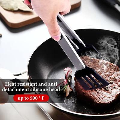 Gorilla Grip Stainless Steel Heat Resistant BBQ Kitchen Tongs Set of 2, Non  Scratch Silicone Tip