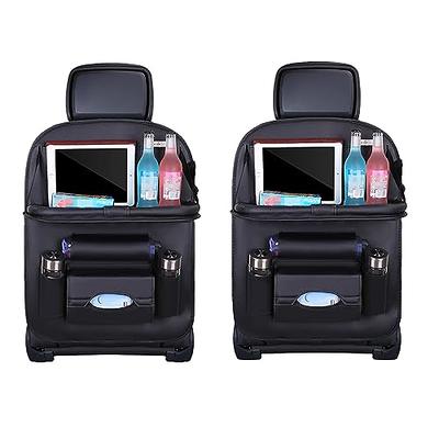 Car Seat Back Organizer with Foldable Table Tray PU Leather